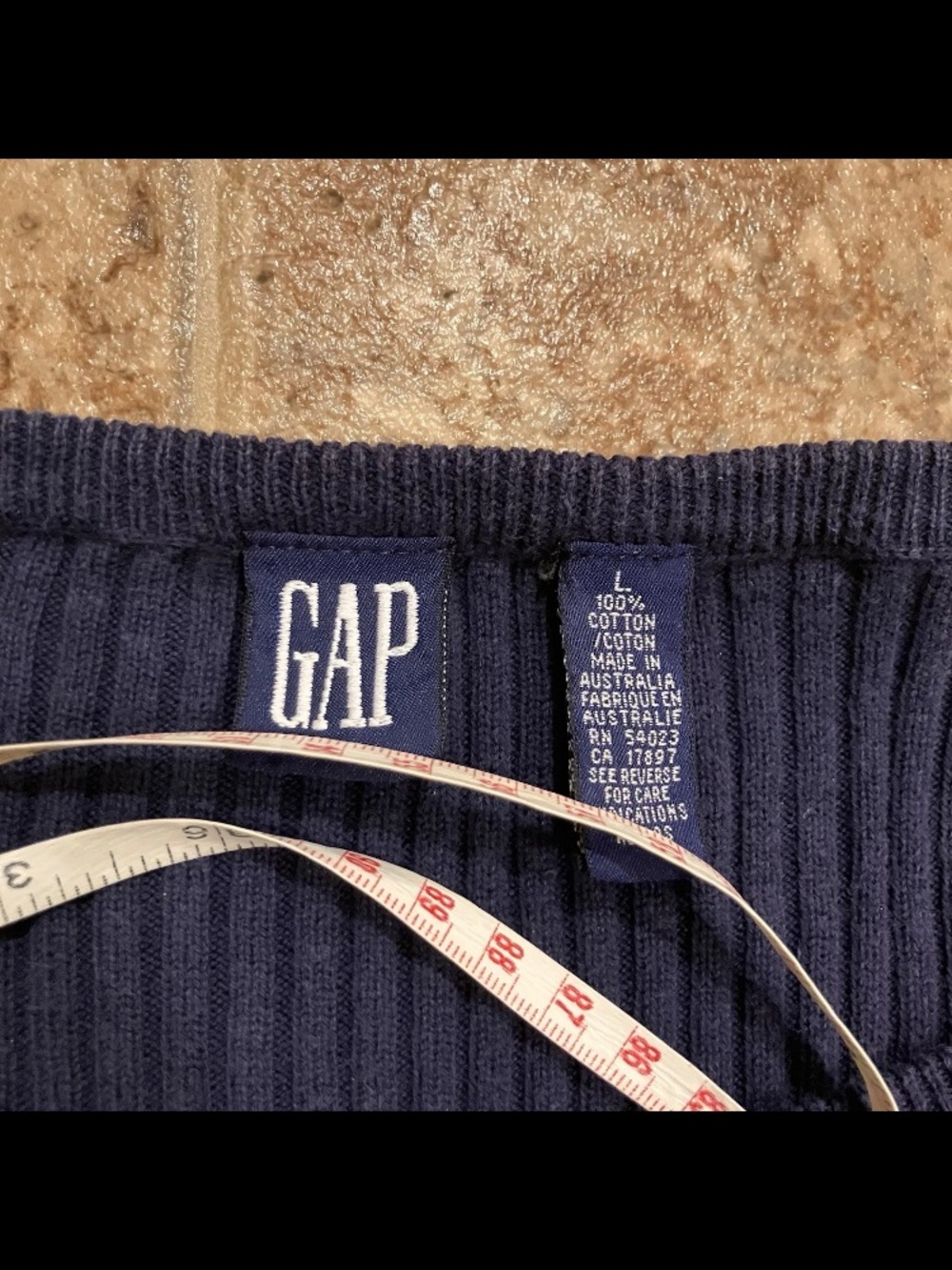 VTG 90s GAP Ribbed Fitted Cotton Scoop Neck Sweater Large - Picture 2 of 6